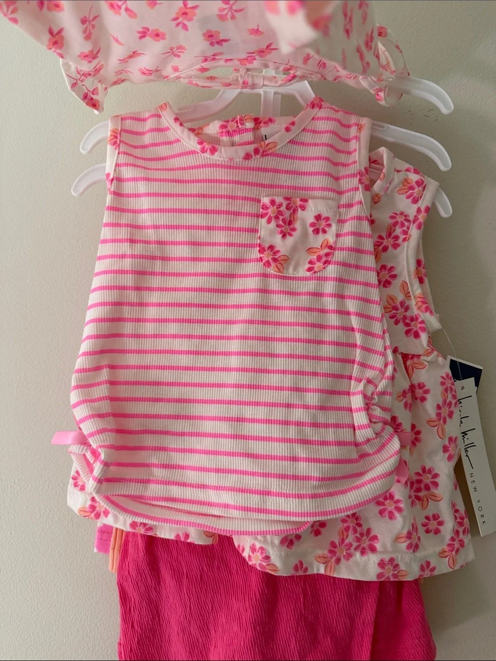 Girls Pink Floral & Stripe Pajama Set - 3-Piece Sleepwear